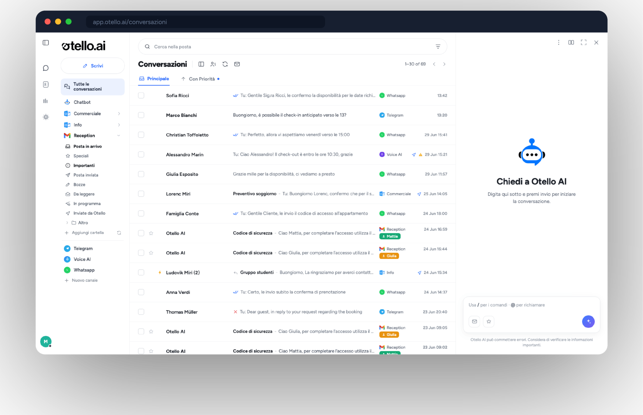 Console Otello AI con inbox unificata e copilota